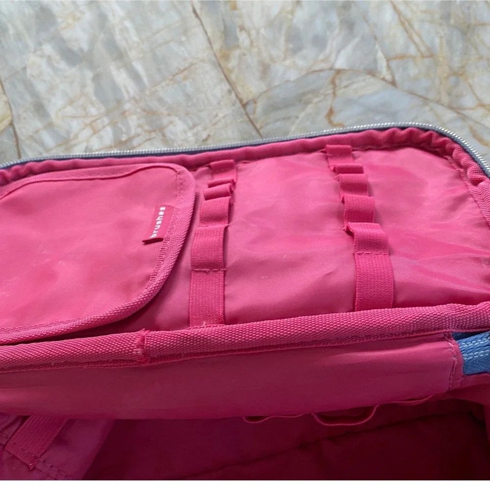 Sephora Quilted Makeup Train Case Coral Blue Travel Cosmetic Organizer Bag